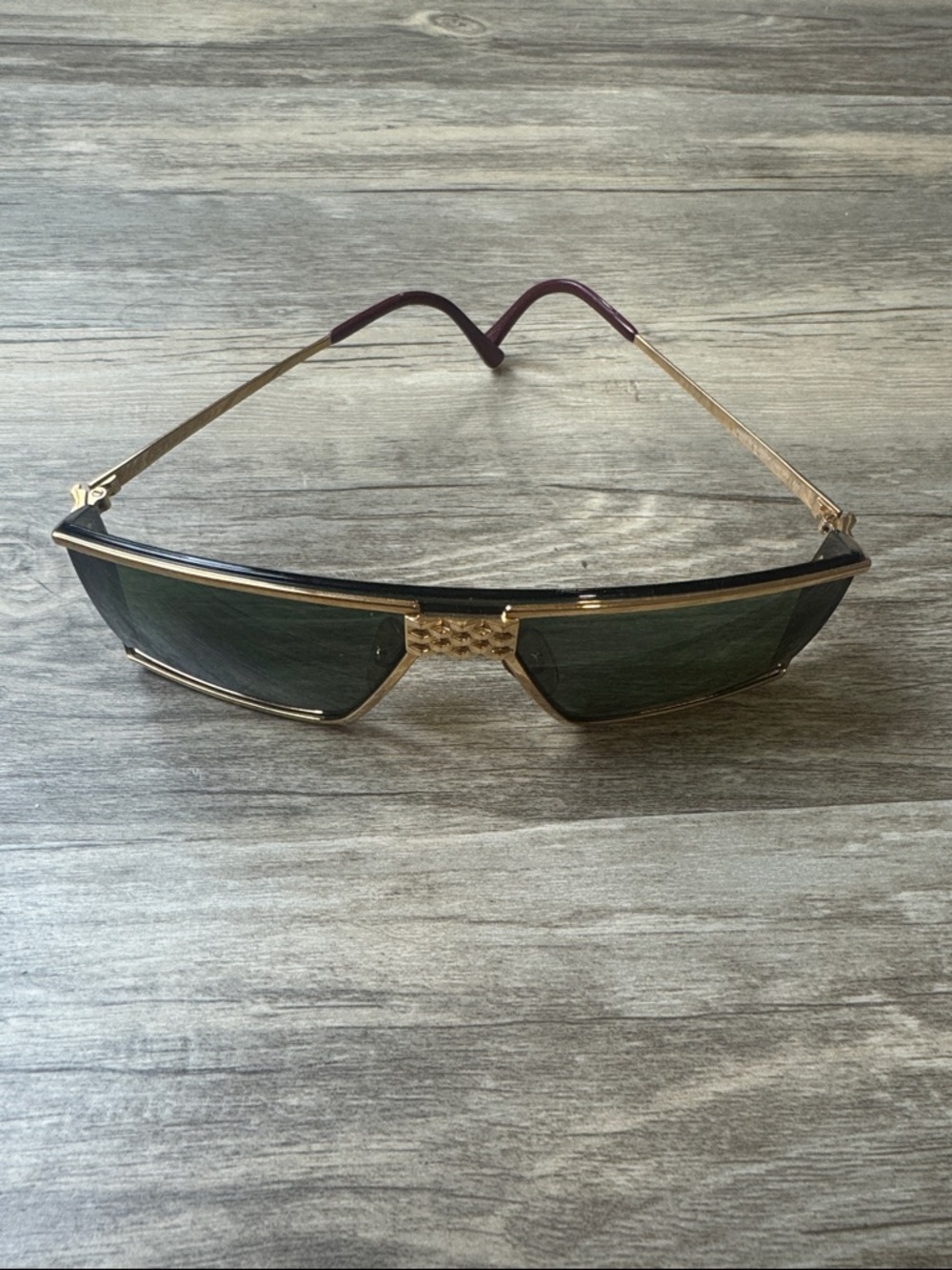 Christian Dior Monsieur 2392 Vintage Shield Sunglasses Green Gold - Picture 5 of 9